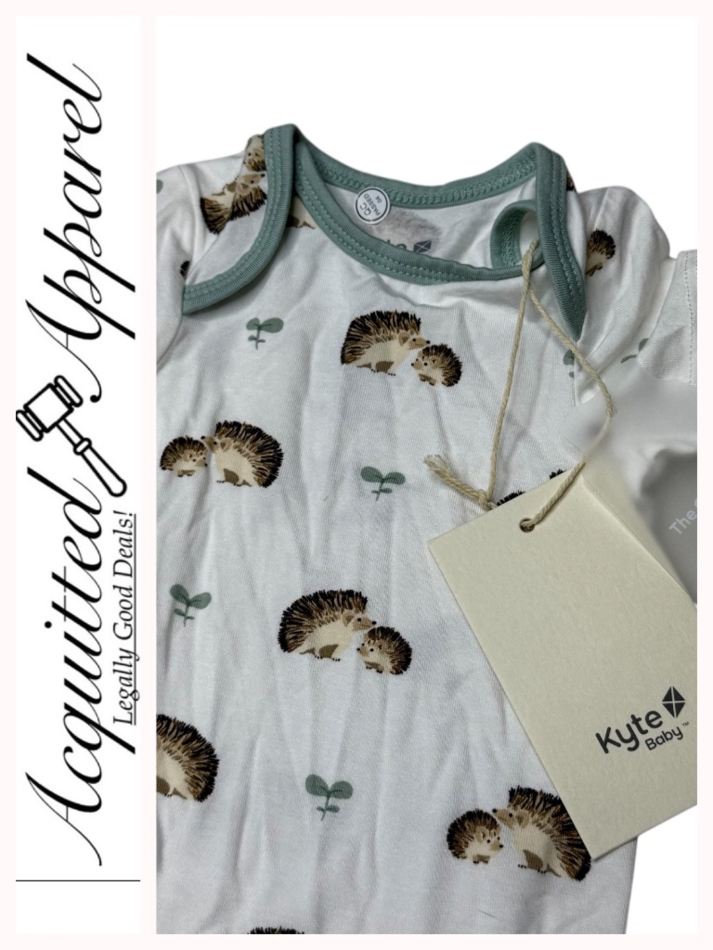 Kyte BABY Hedgehog Print Bodysuit with Sage Trim